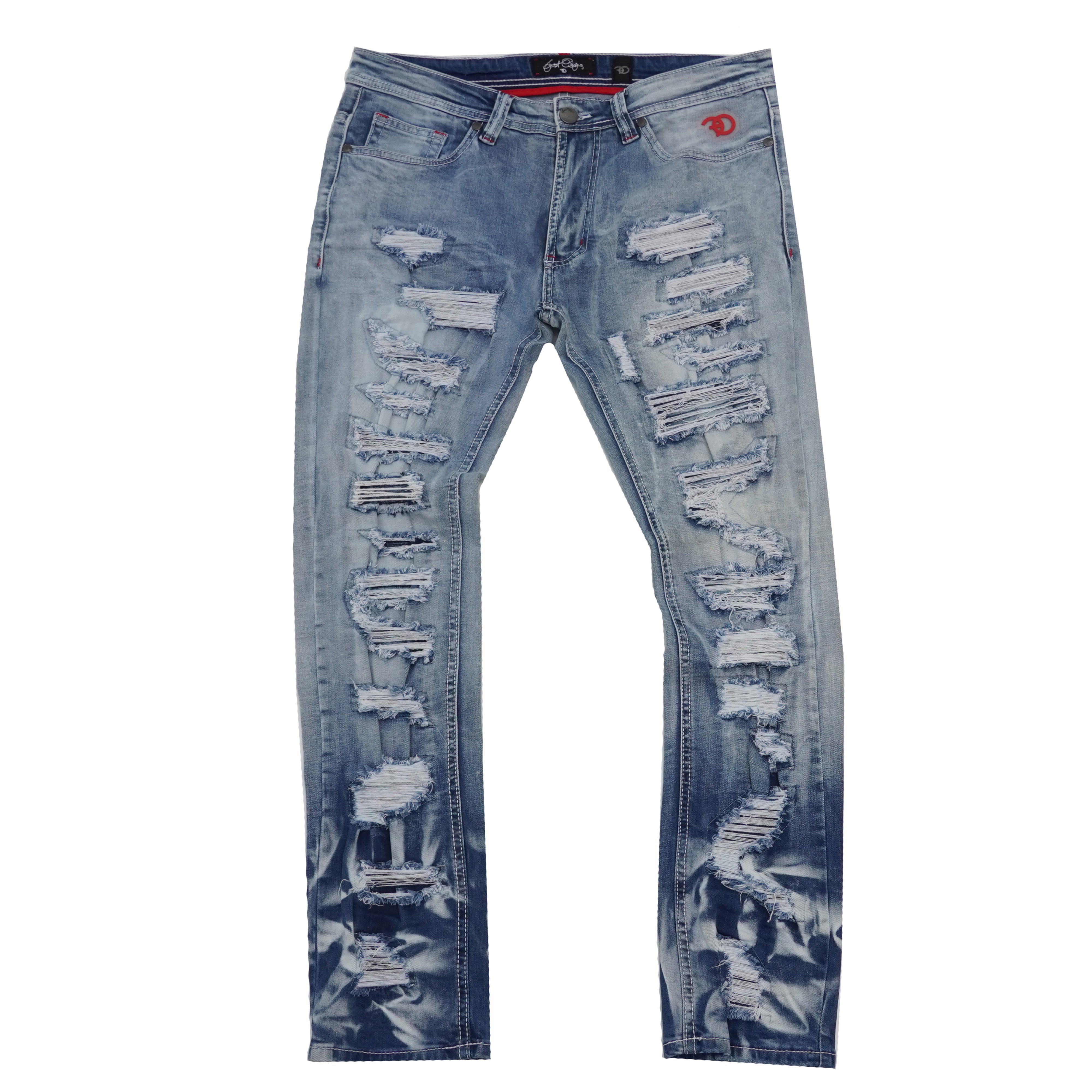 F1734 Frost All Over Shredded Jeans - شستشوی سبک 