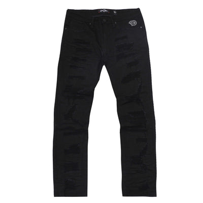 F1734 Frost Gbogbo Ju Shredded sokoto - Jet Black