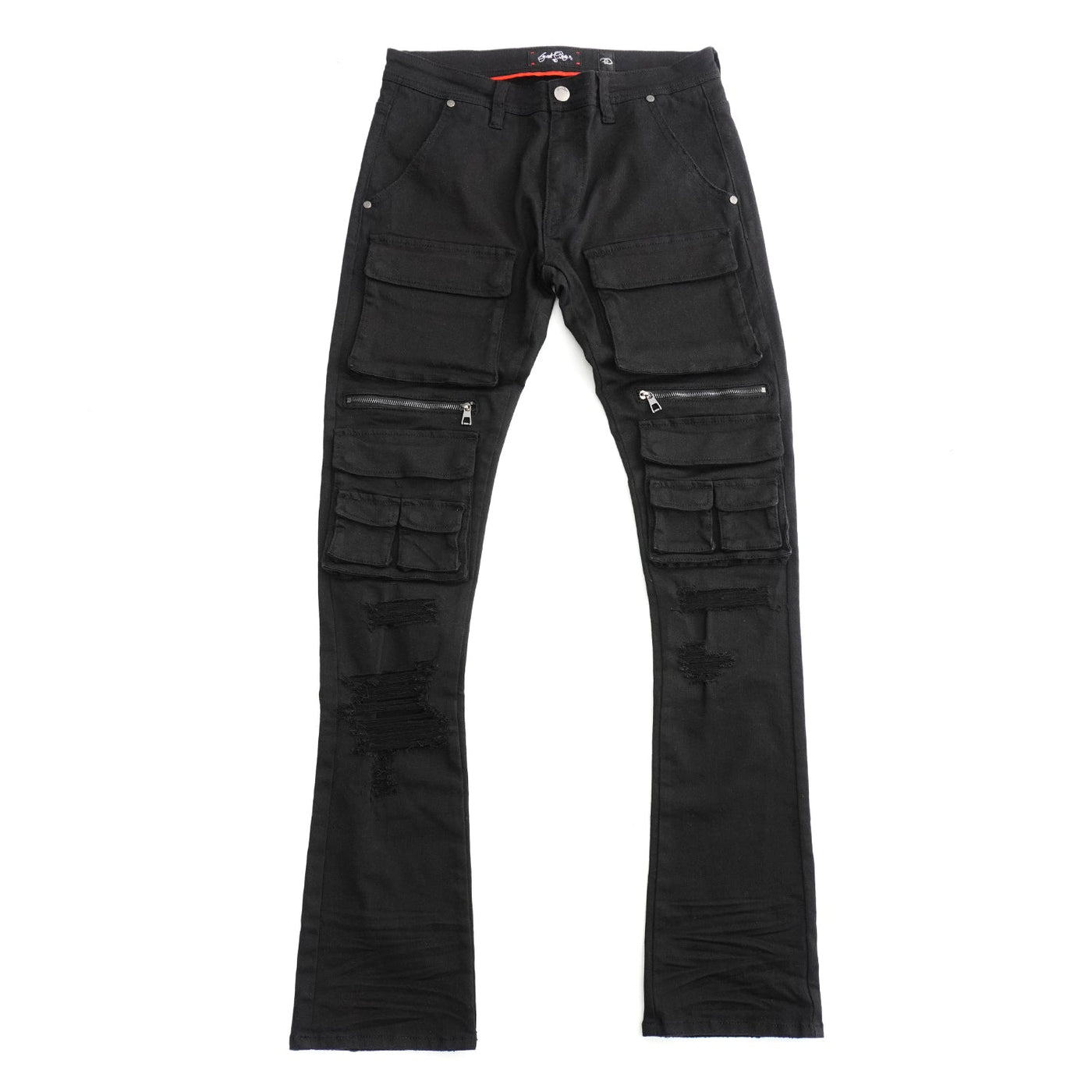 F1728 Ẹru Stack Jeans - Black / dudu